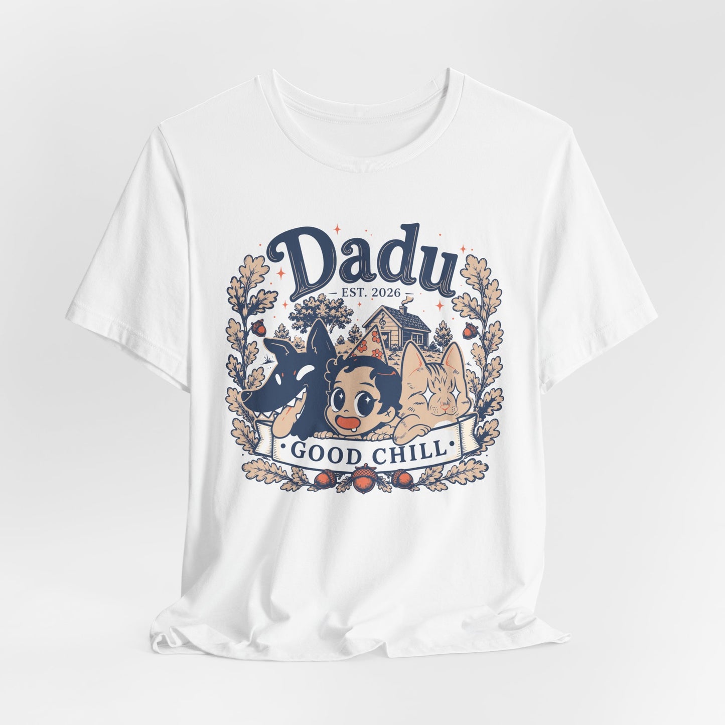 Daddy Est. 2024 “Good Chill” Tee — Cute Anime Dog & Cat Fathers’ Day Shirt