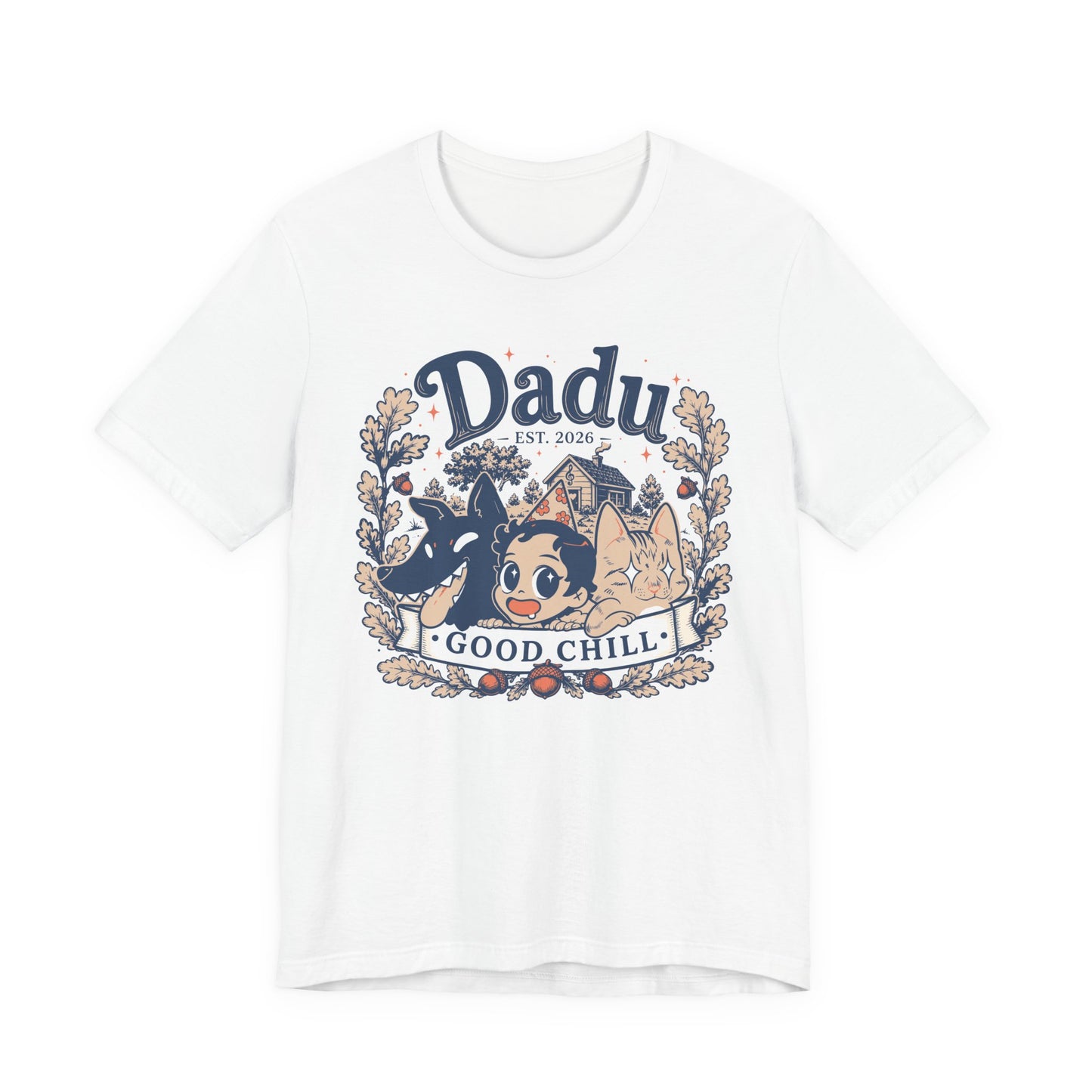 Daddy Est. 2024 “Good Chill” Tee — Cute Anime Dog & Cat Fathers’ Day Shirt
